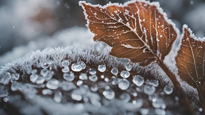 冰雪中的生命：冬季霜叶的美丽与韧性