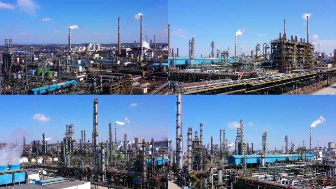 航拍石化工厂 石油工厂炼油装置炼油厂
