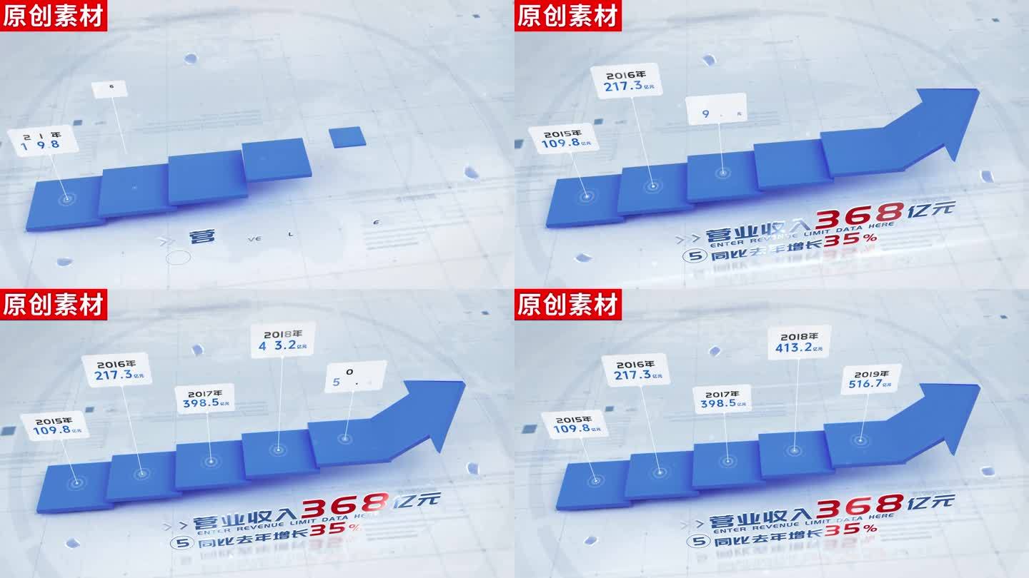 5-蓝色箭头增长分类ae包装模板