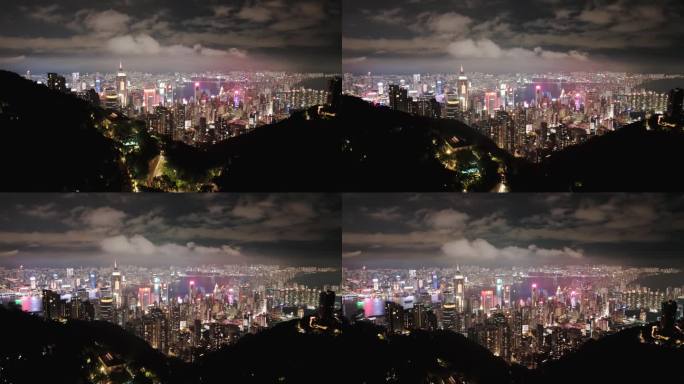 香港太平山顶雨后拍摄维多利亚港