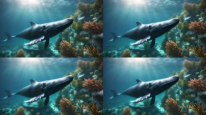 海上的鲨鱼鲸鱼跃出水面
