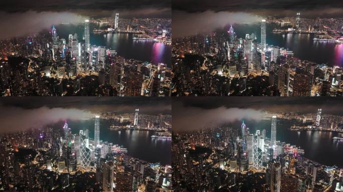 香港太平山顶雨后拍摄维多利亚港