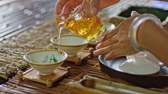 泡茶特写茶文化沏茶茶叶