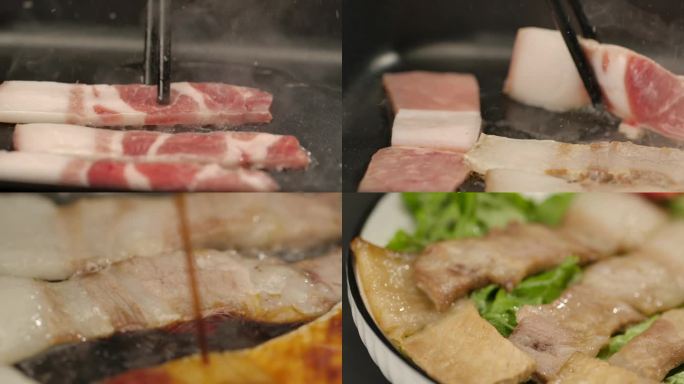 猪肉煎猪肉烤五花肉 水煎肉五花肉制作烹饪