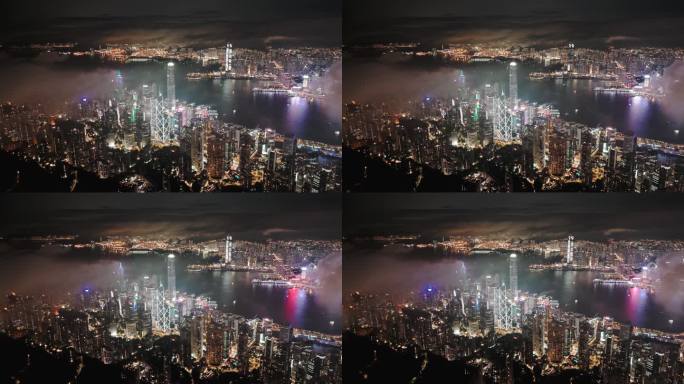 香港太平山顶雨后拍摄维多利亚港
