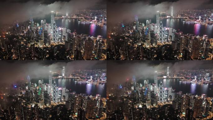 香港太平山顶雨后拍摄维多利亚港