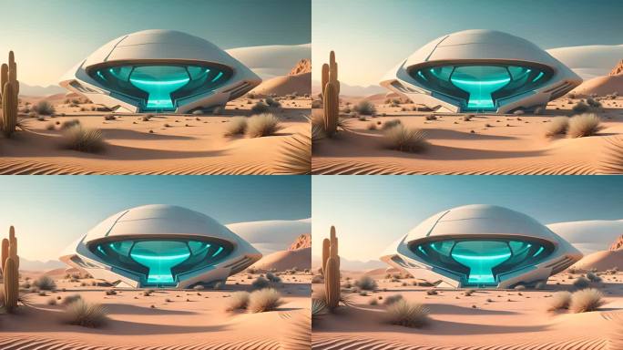 沙漠中的建筑概念科幻未来