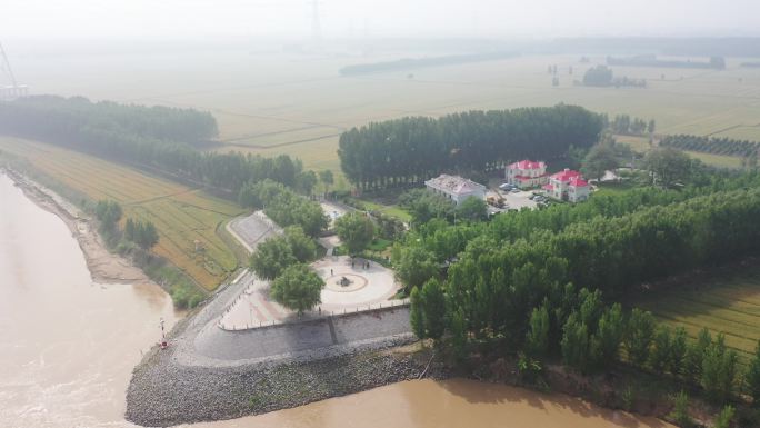 山东邹平：航拍码头镇黄河梯子坝险工