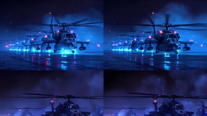 军事军用武装直升机特效一组001