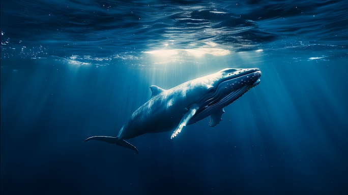 鲸鱼海底深海大海海底光线海底世界海洋生物