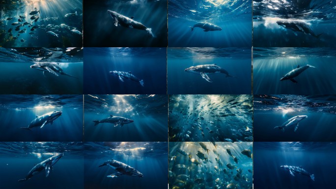 鲸鱼海底深海大海海底光线海底世界海洋生物