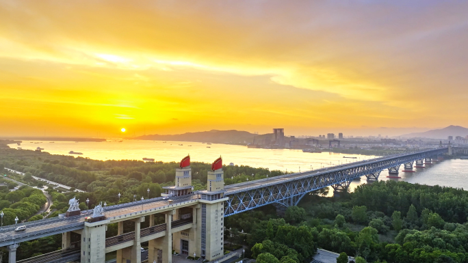 南京长江大桥航拍延时宣传片