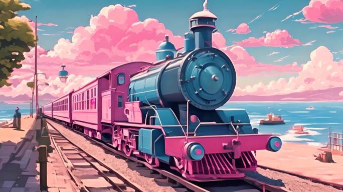 粉色火车列车视频素材
