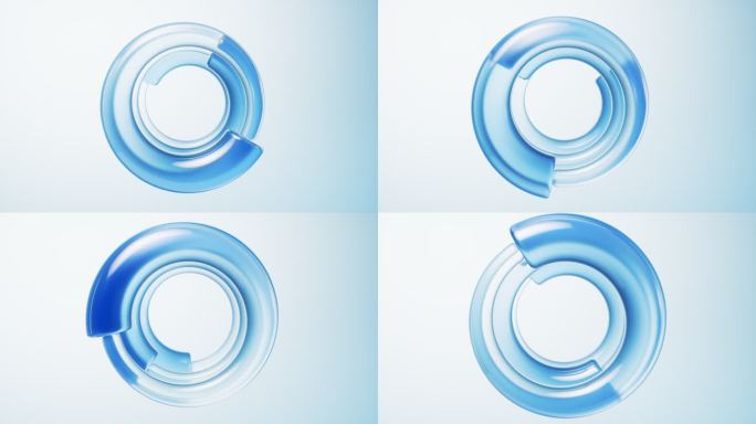 抽象透明玻璃圆环几何体三维渲染