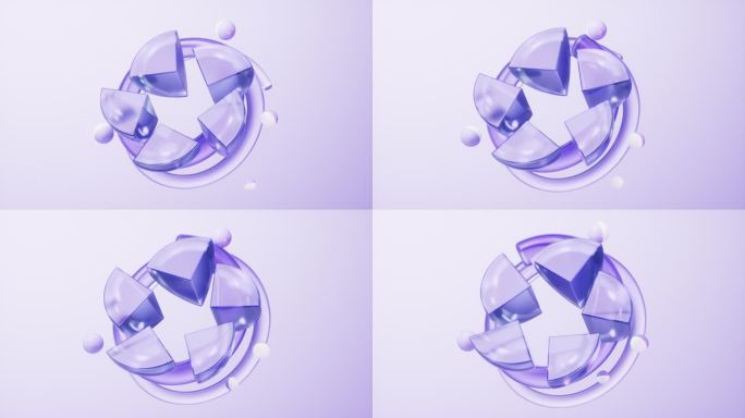 抽象透明玻璃几何体三维渲染
