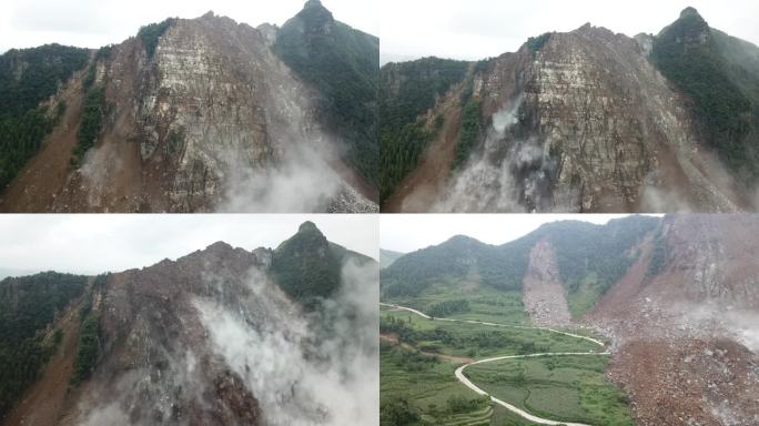 地质灾害崩塌滑坡瞬间高速航拍