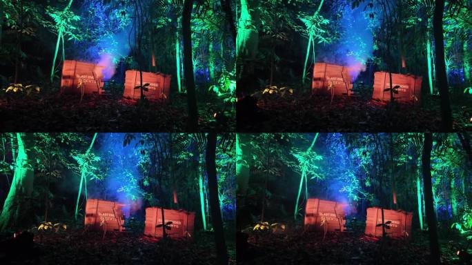 魔幻森林夜游：冒烟的木箱子光影效果
