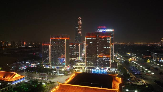 厦门集美区集美市民公园集美塔航拍夜晚夜景