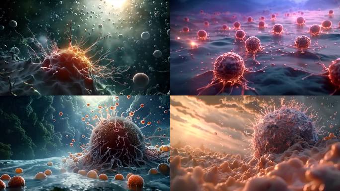 细菌病毒癌细胞肿瘤形成癌症ai素材原创