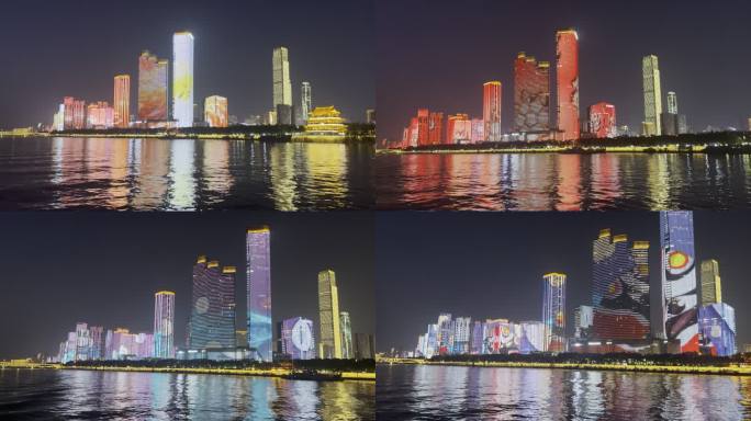 长沙湘江沿岸建筑灯光秀，网红城市长沙