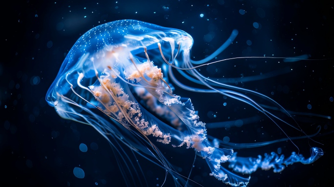 水母海洋生物唯美海月水母群发光水母水族馆