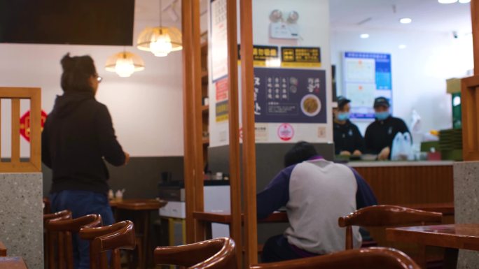 小吃饭店快餐餐厅顾客用餐环境视频素材人物
