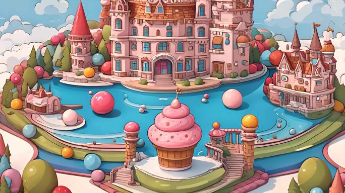 卡通冰淇淋城堡动画动漫