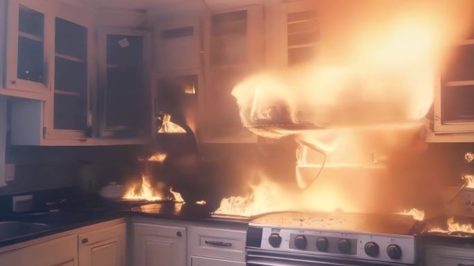 厨房着火 燃气泄漏