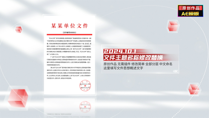 简洁红头文件展示包装