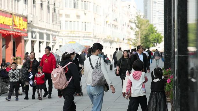 厦门中山路步行街街道百姓升格人来人往