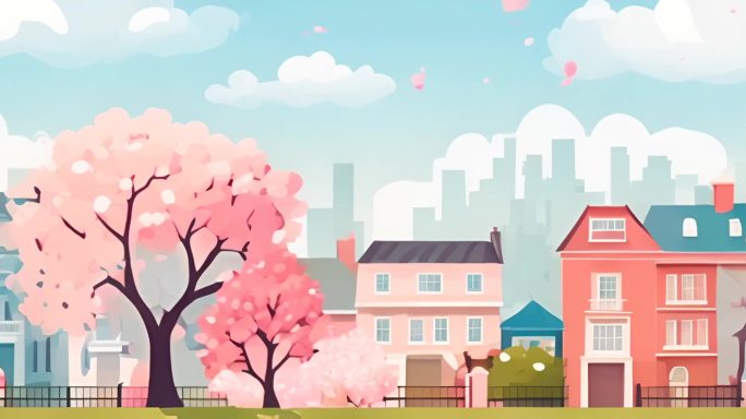 【4k宽屏】粉色可爱卡通城市