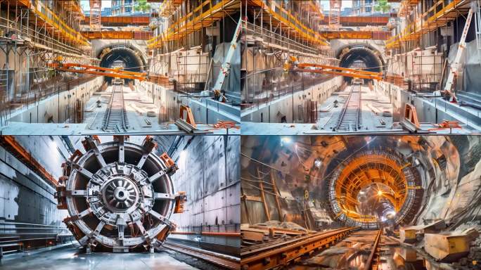 盾构机打通隧道 地铁建设 施工工地