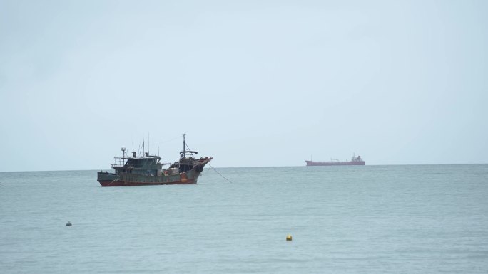 中国广东的沿海捕鱼业渔船港口