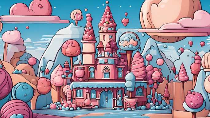 卡通冰淇淋城堡建筑外观