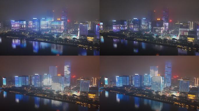 福州晚上台江万达云海平流雾航拍