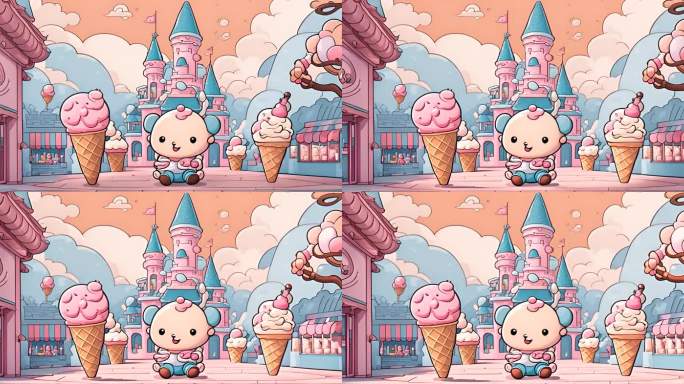 卡通冰淇淋城堡动画动漫