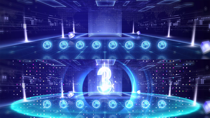 蓝色三维数字启动仪式AE模板