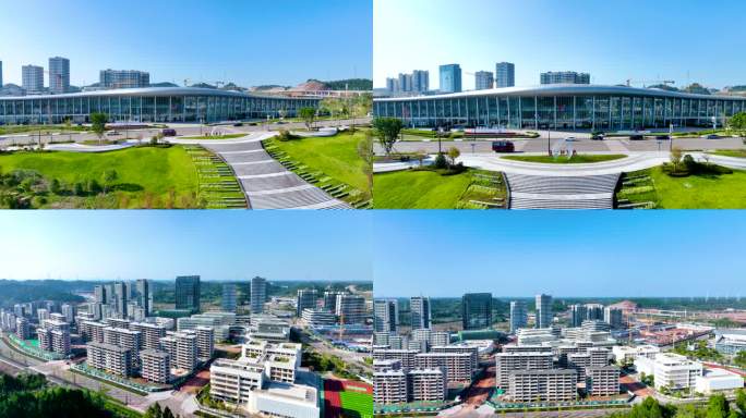 航拍四川省资阳市临空经济区基础设施建设