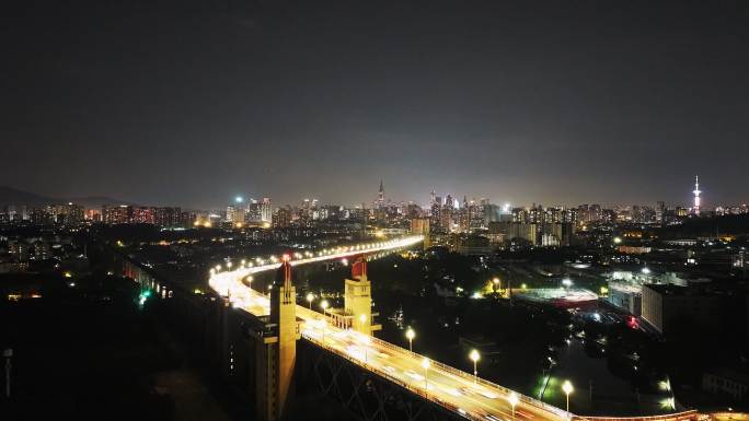 南京长江大桥夜景延时