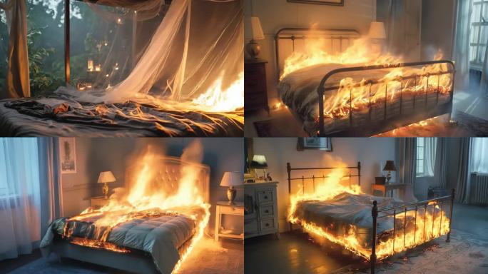 房间床着火