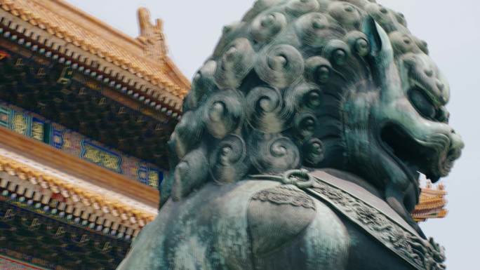 4k北京故宫狮子头皇宫金碧辉煌大国古建筑