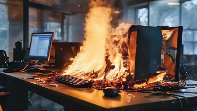办公室火灾电脑着火打印机着火