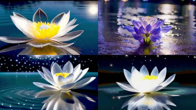 几个水晶魔法花朵生长视频特写4K