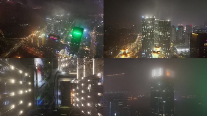 福州晚上icc云海平流雾航拍 一镜到底