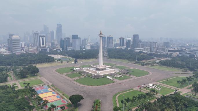 印尼雅加达国家纪念塔航拍全景