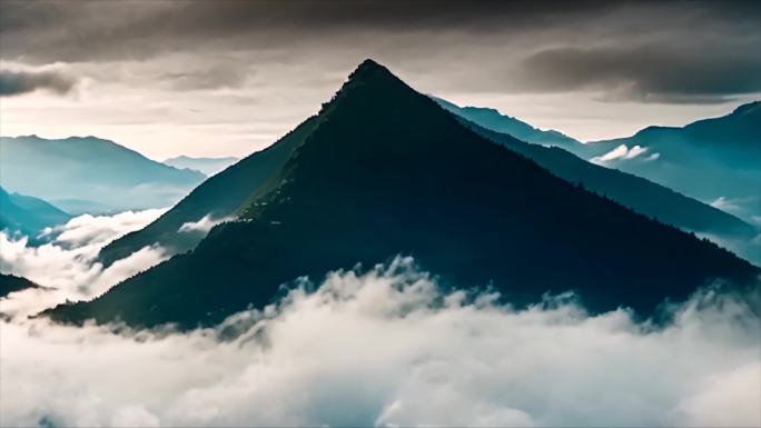 日出雪山山峰山脉云海唯美风景风光ai素材