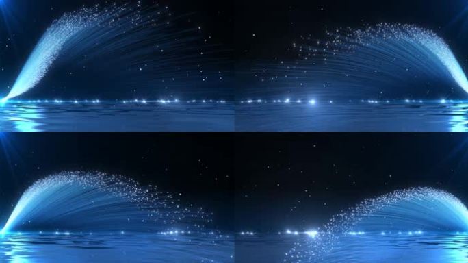 8K宽屏蓝色舞台粒子翅膀背景-无缝循环