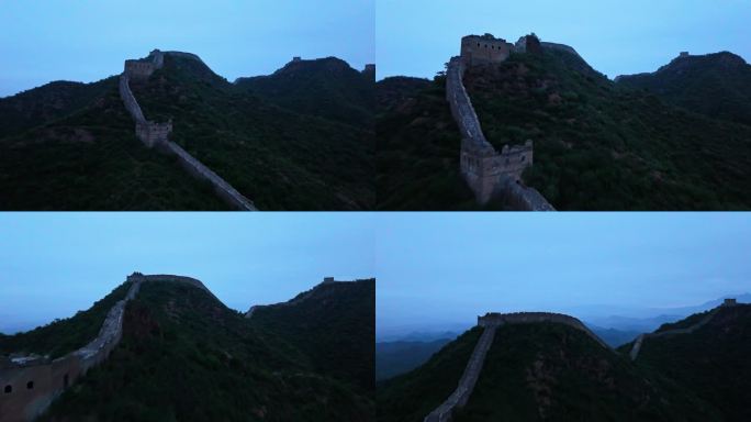 中国金山岭长城夏季黎明航拍