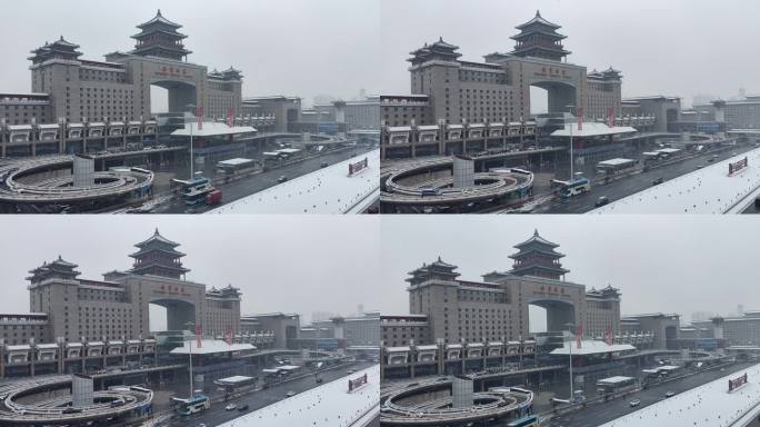 北京西站下雪场景