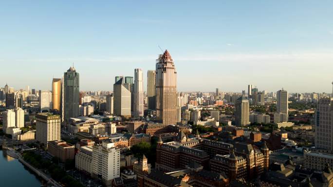 天津航拍，城市延时空镜素材
